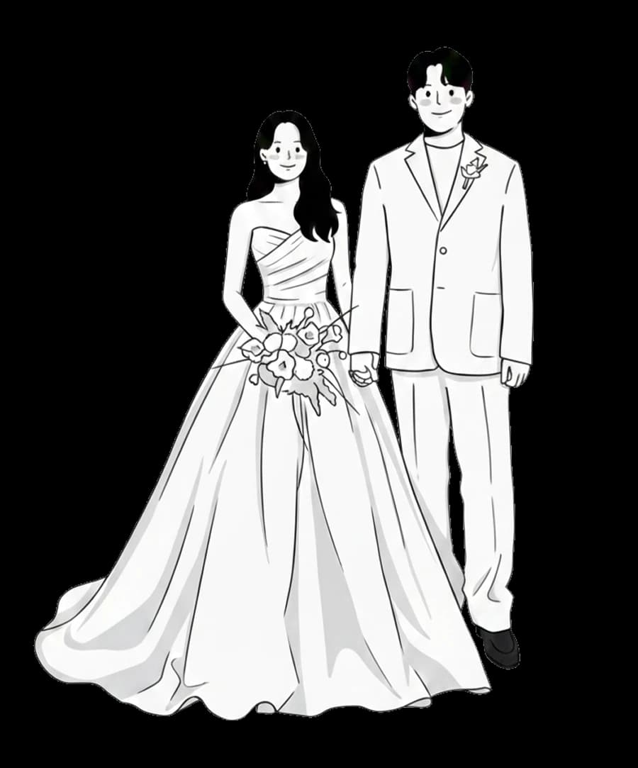 신랑 신부 일러스트